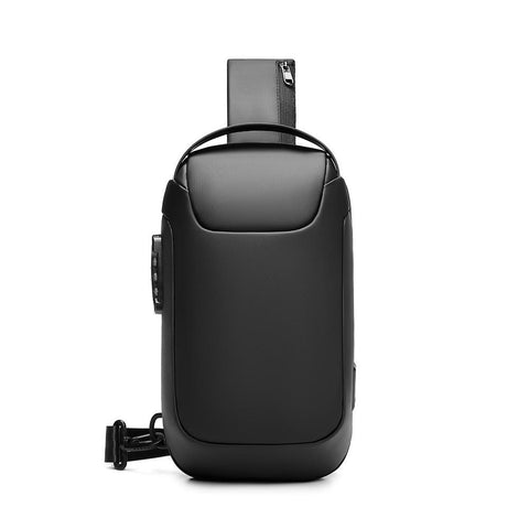 Men Chest Bag W/ Customs Anti-theft Lock /USB 3.0 Charging Port Small Crossbody Bag