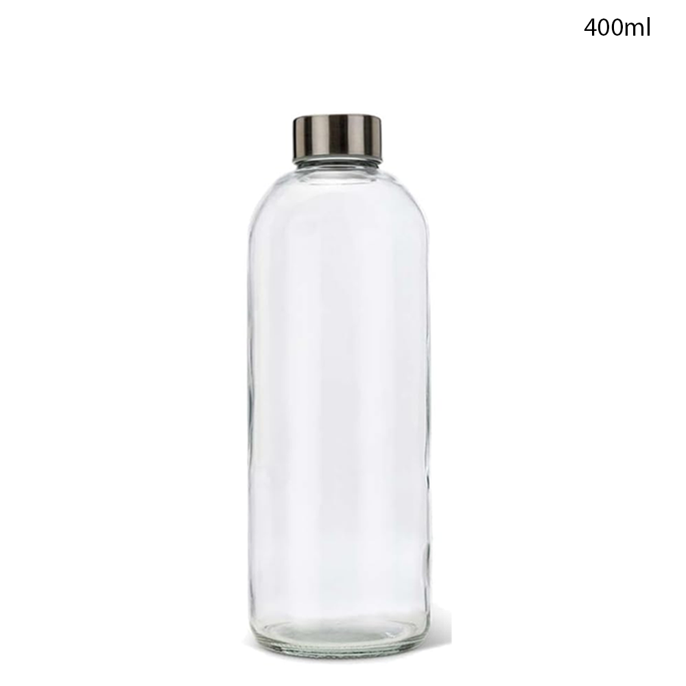 Willow Glass Drinking Bottles for Beverage and Juice with stainless Steel Caps & Leak-Proof Lid 500 ml (24Pc/Ctn)