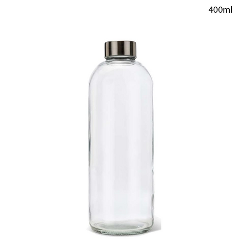 Willow Glass Drinking Bottles for Beverage and Juice with stainless Steel Caps & Leak-Proof Lid 500 ml (24Pc/Ctn)