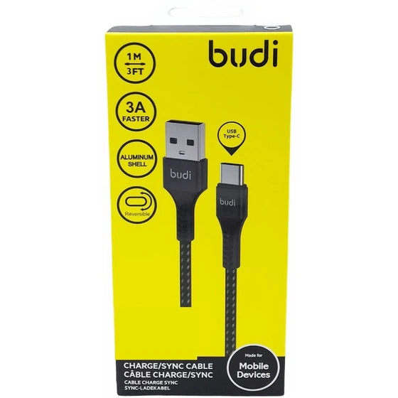 Budi Data Cable Type-C 1M 3A -Black DC210T10B