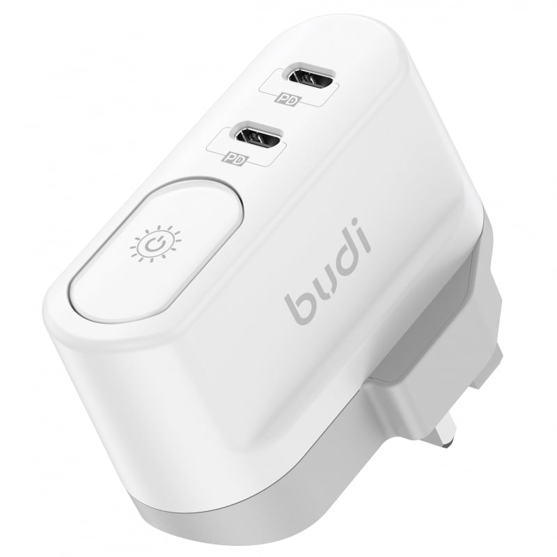 budi - AC326DUW 40W Dual Type-C Wall Charger with Night Light