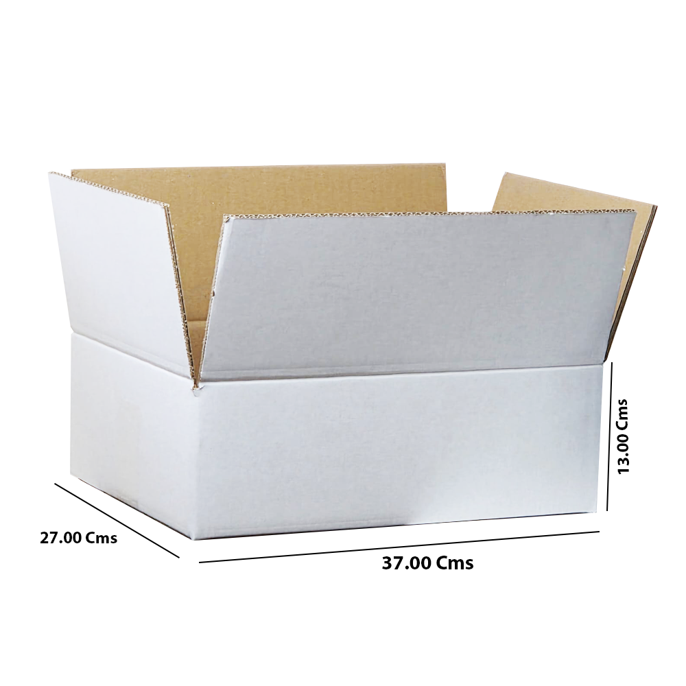 5 Ply Plain Strong White Corrugated/Carton/Packaging/Shipping Box (37x27x13 Cms) Corrugated Box (10Pc Pack) - Willow