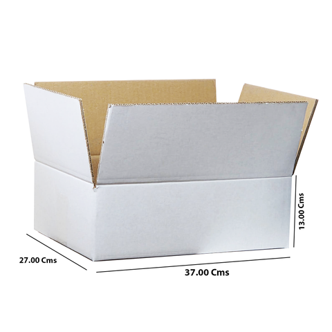 5 Ply Plain Strong White Corrugated/Carton/Packaging/Shipping Box (37x27x13 Cms) Corrugated Box (10Pc Pack) - Willow