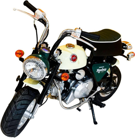 Z50 Classic Gasoline Motorcycle, Retro Styling, Cream & Green, Digital Display, Chrome Trim