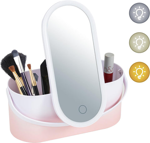 Portable Makeup Case Makeup Mirror With Led Light 3-in1