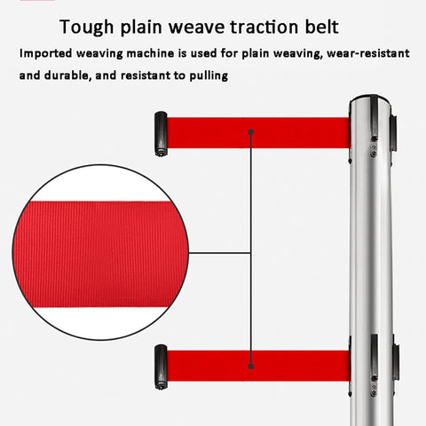 Double Layer Belt Stanchion Queue Rope Barrier with Retractable Belt Polished Stainless Steel (Size:2m,Color:Silver)