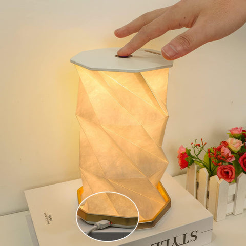 LED Rotating Book Light ABS Wood & Paper Lamp Portable USB Rechargeable (Black)