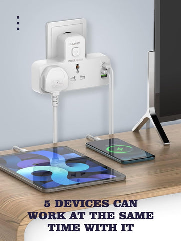 LDNIO SC2311 20W 3-Port USB Charger Extension Power Strip with 1 * 20W USB-C PD Power Delivery