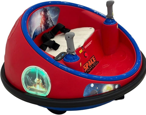 emma Kids Ride-On Bumper Car, Purple, Electric Powered, with Control Handles, Model V-2025,