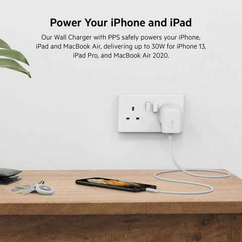 Belkin 30W USB C Wall Charger with USB-C to Lightning Cable