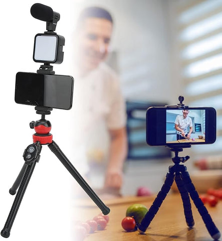Cellphone Vlog Microphone Kit/Video Kit for Phone with Metal Microphone and Filllight