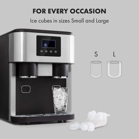 Olmecs Ice Maker, 3-in-1: Ice Cubes, Crushed Ice, Cold Water, LCD Display, 1.8L Tank
