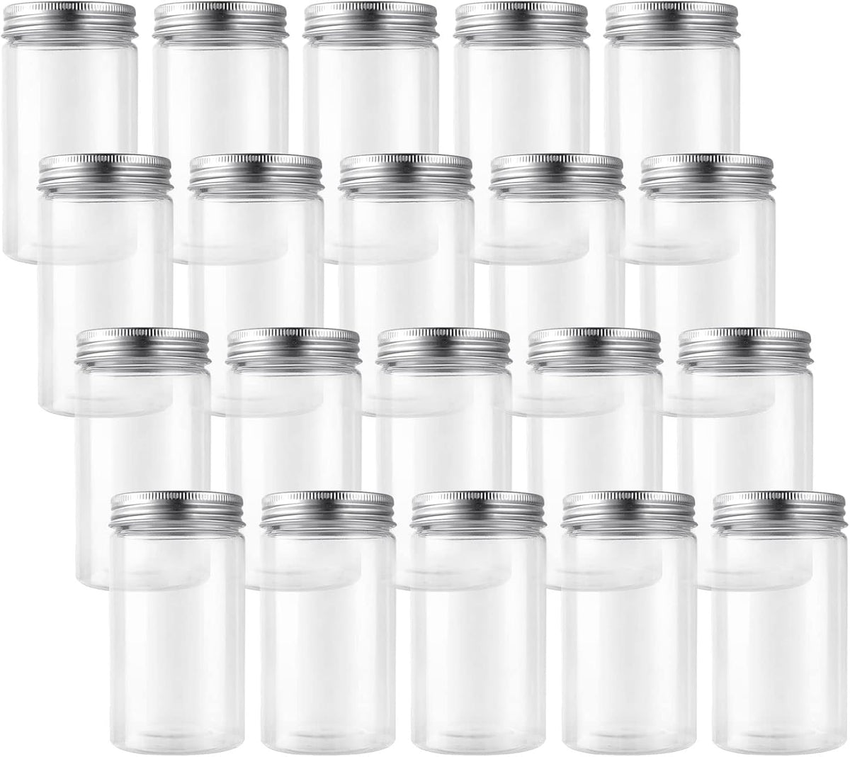 144 Pcs Pack 350ML Plastic Jars with Aluminium Lids Round Clear Food Storage Container