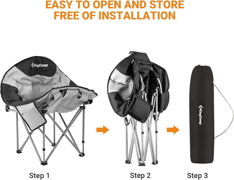 Foldable Moon Camping Chair Portable Lounge Chair with Cup Holder