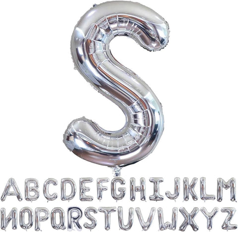 Willow 40 Inch Large Helium Silver Letter for Birthday Party Anniversary Valentine's Day Supplies
