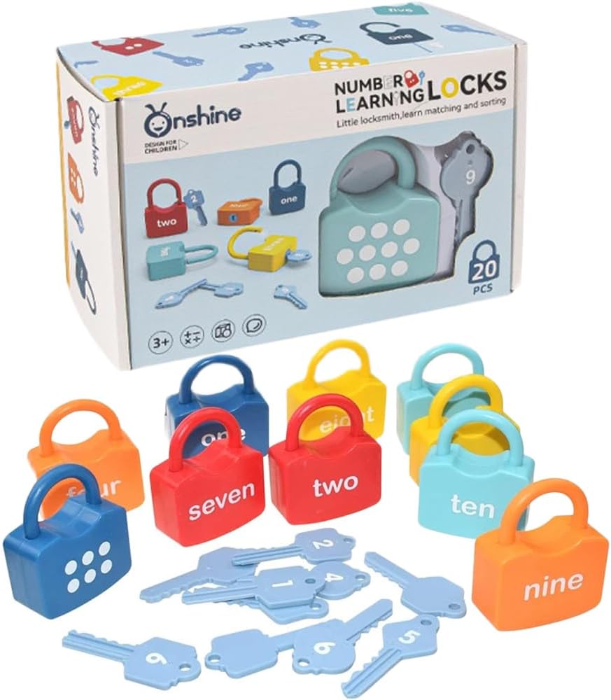 20PCS Kids Learning Locks with Keys Numbers Matching & Counting