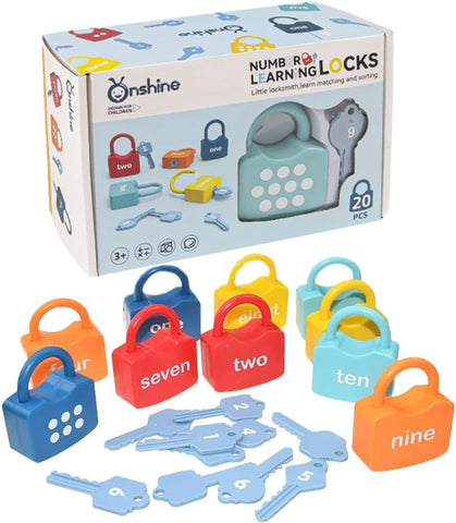 20PCS Kids Learning Locks with Keys Numbers Matching & Counting