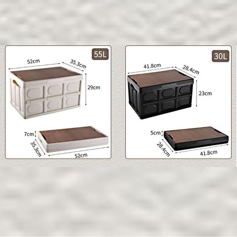 Foldable Plastic Storage Box 30 Ltr, Wooden Cover, Thickened Outdoor Foldable Storage Box (Copy)