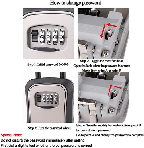 Olmecs 4-Digit Combination Waterproof Lockbox Key Safe Box Portable Storage for House Key