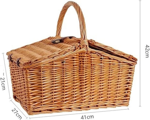 Willow Picnic Baskets for Four-person Large-capacity Outdoor Rattan Picnic Basket with Cutlery