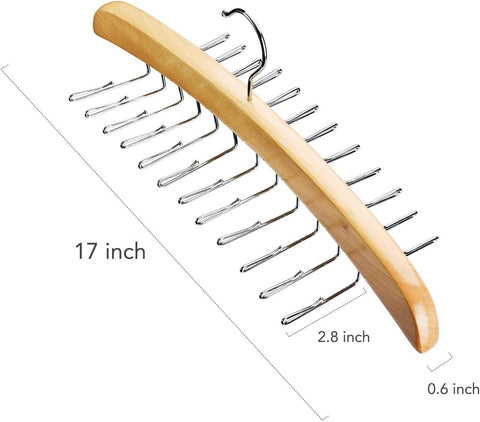 Willow Wooden Tie Rack Hangers Rotating Twirl 24 Tie Organizer Rack Hanger Holder Hook