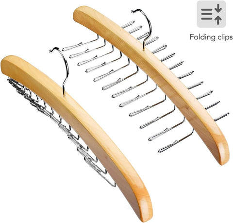 Willow Wooden Tie Rack Hangers Rotating Twirl 24 Tie Organizer Rack Hanger Holder Hook