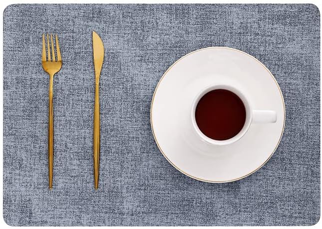 PVC Non Slip Heat-Resistant Placemats for Dining Table Waterproof Stain Resistant Wipeable Table Mat Non-Slip Easy Clean Place Mat for Kitchen Table (10Pc Set)