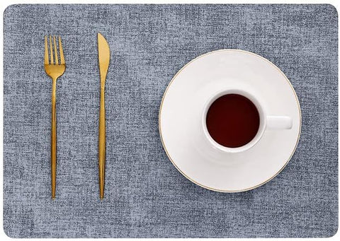 PVC Non Slip Heat-Resistant Placemats for Dining Table Waterproof Stain Resistant Wipeable Table Mat Non-Slip Easy Clean Place Mat for Kitchen Table (10Pc Set)