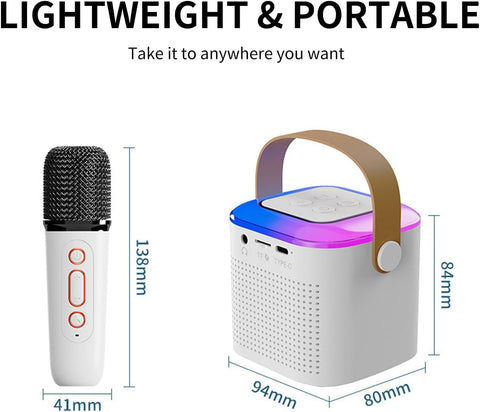 Mini Karaoke Machine with 2 Wireless Microphone, Portable Bluetooth Karaoke Speaker for Kids and Adults