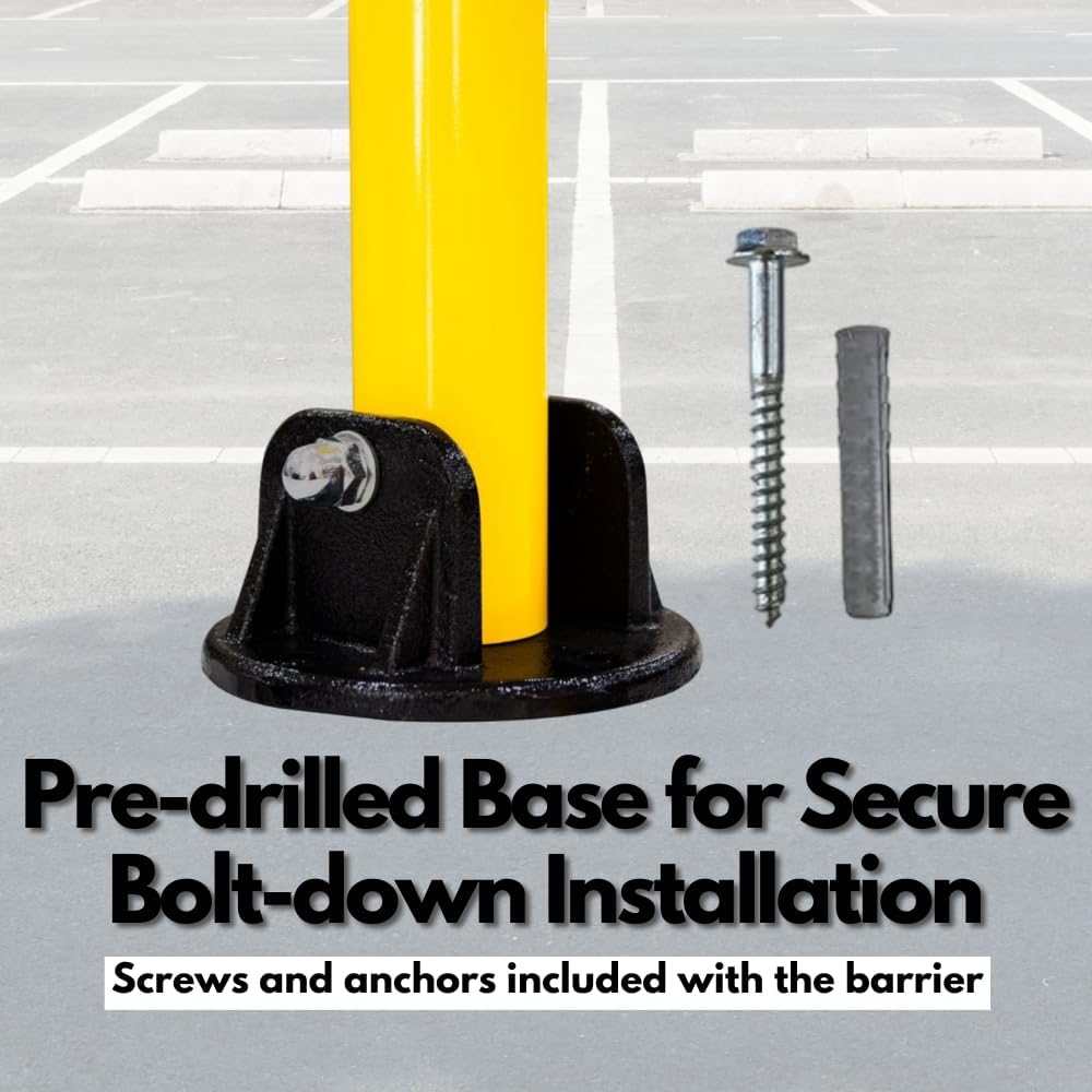 Olmecs Foldable Parking Post with Heavy-Duty Base | Bolt-Down Bollard with Key Lock Metal (1 Pc)