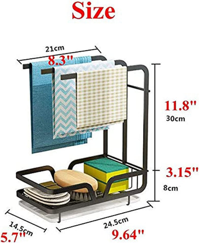 Kitchen Sink Caddy Sponge Holder with Dish cloth Drying Rack