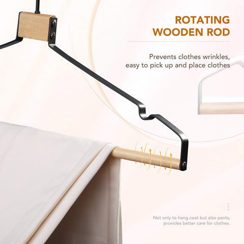 Willow 10Pc Pack High Grade Metal hangers - Wooden Heavy Duty Hangers for Clothes Durable Wire coat hangers