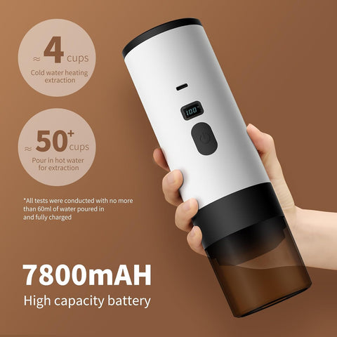 3-in-1 Portable Coffee Maker, Espresso Machine, Self-Heating Travel Coffee Maker Compatible with NS, DG Pods & Ground Coffee