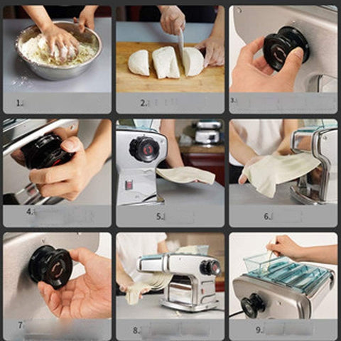 Pasta Machine Electric Pasta Maker Machine Stainless Steel Pasta Maker w 2 Blades and 9 Thickness Settings