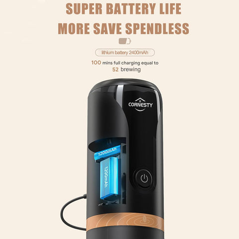 Portable Coffee Maker, Rechargeable 2 in 1 Small Travel Espresso Machine