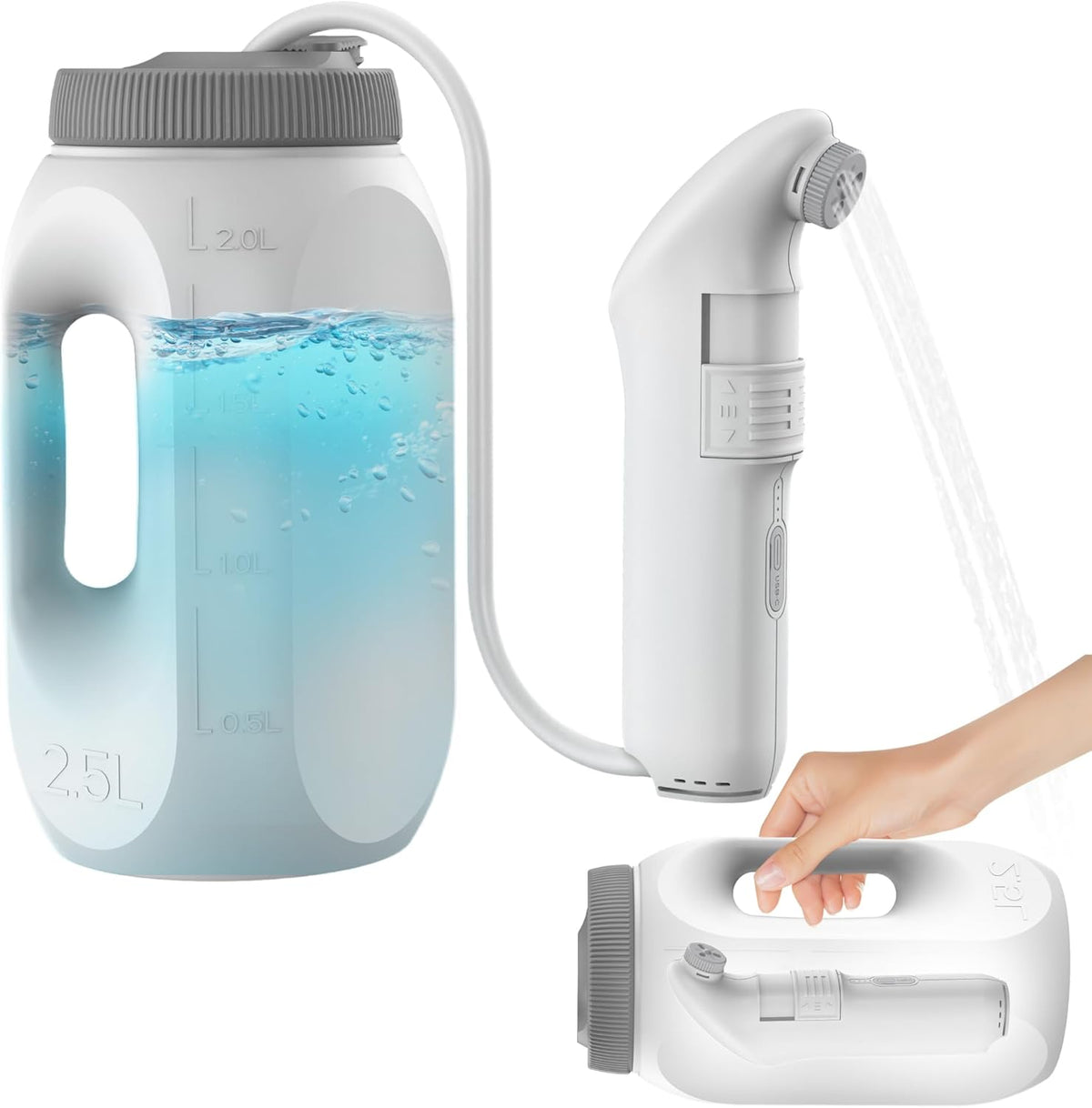 Teabelle Portable High Pressure Electric Bidet with 2.5L Water Bottle