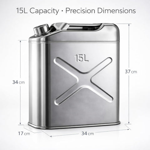 Military Metal Jerry Can 15L Silver For Cars, Jeeps & Other Vehicles