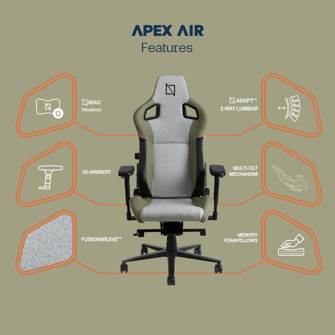 Navodesk APEX AIR, Ergonomic Gaming Chair (SPEARMINT, FUSION WEAVE)