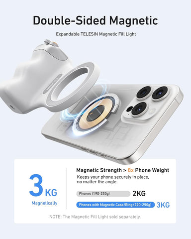 TELESIN Fun Shot Magnetic Phone Camera DSLR Style Shutter Grip for iPhone & Android with Detachable Wireless Shutter Button - MFI Certified