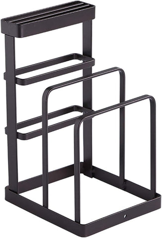 Metal Steel Cutting Board Holder Knife Block Kitchen Organizer Pantry Bakeware Rack Pan Pot Cover Lid Rack Stand (Bronze)