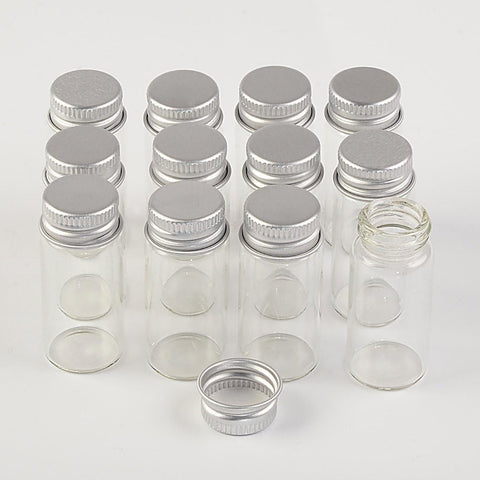 Willow 12 Units 10ML Mini Glass Bottles with Metal Cap Glass Vials Jars (12, 10ml)