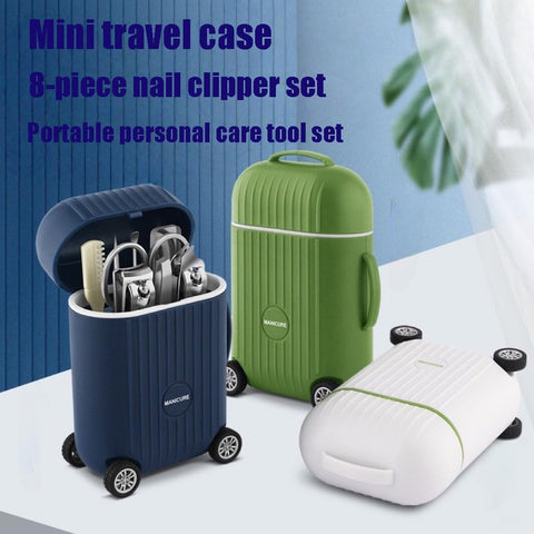 Manicure Set 8 in 1 Stainless Steel, Nail Clippers Scissors Pedicure Tools Kit - Portable Travel Grooming Kit for Men and Women with Mini travel box