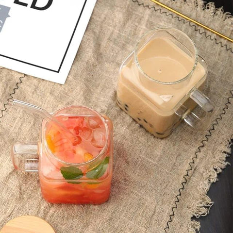 Liying 500ml Mug with Bamboo Lid and Glass Straw Set
