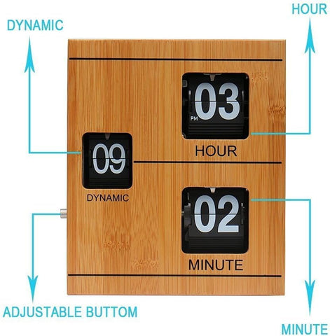 Olmecs Bamboo Retro Flip Down Table Clock