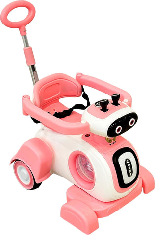 VLRA Electric Kids Ride-On, with Adjustable Handle, Safety Bar, Music Button, for Indoor and Outdoor use 2-4 years