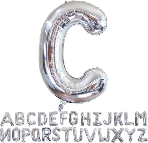 Willow 40 Inch Large Helium Silver Letter for Birthday Party Anniversary Valentine's Day Supplies
