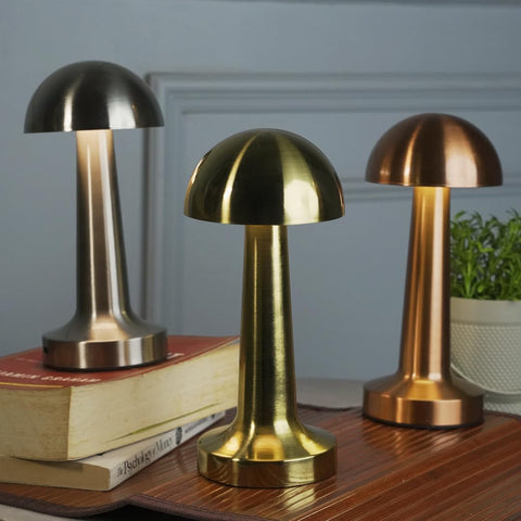 Olmecs Cordless LED Night Table Lamp Mushroom Design