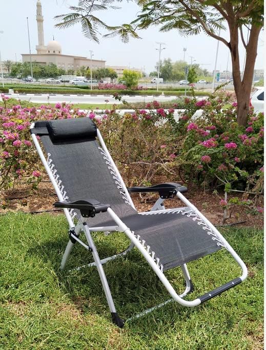 Olmecs Portable Folding Camping Chair Fishing Camping Chair (BLACK MESH WHITE FRAME)