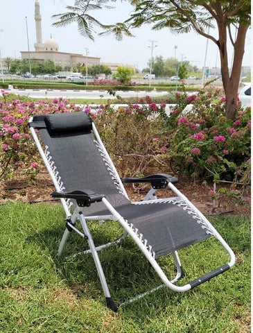 Olmecs Portable Folding Camping Chair Fishing Camping Chair (BLACK MESH WHITE FRAME)