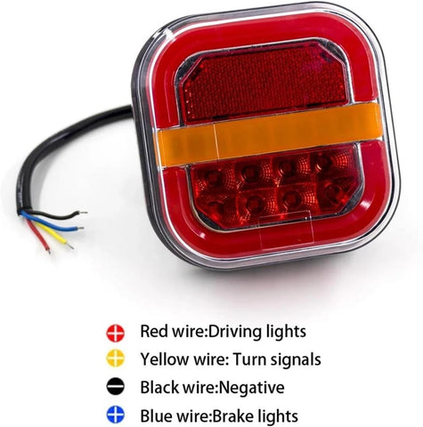 Olmecs Led Tail Light 2pcs 12V-24V Square 4inch LED Tail Light Licesen Plate Taillight Turn Signal For Trailer Bus Pickup